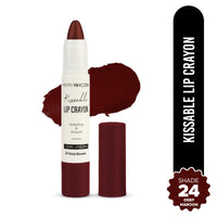 Hilary Rhoda Kissable Lip Crayon |12-Hour Stay | Highly Pigmented Matte Finish | Smudge-Proof & Transfer proof Lipstick | Retractable Lip Crayon | 3.5g - (Deep Maroon | Shade 24)