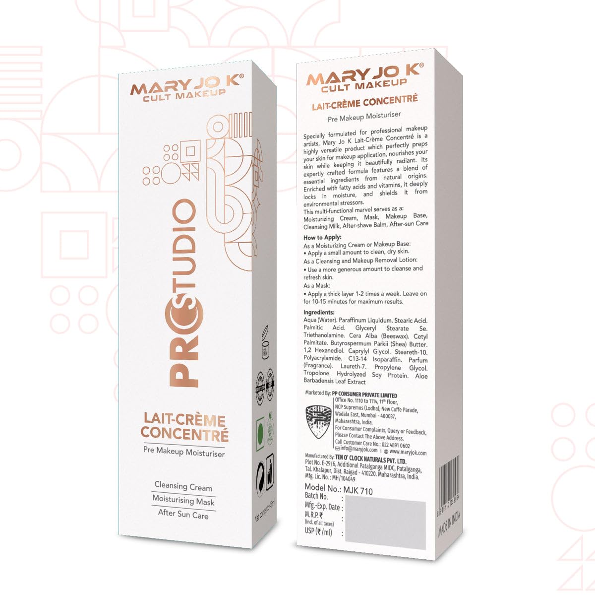 Mary Jo K Lait-Crème Concentré Pre-makeup Moisturiser, Multi-function Nourishing Cream, All Skin Types