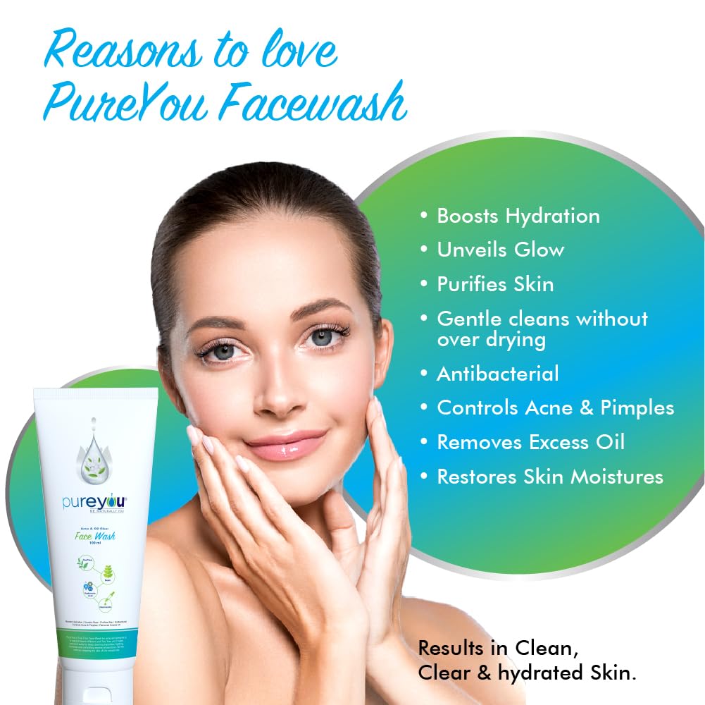 PureYou Face Wash with Tea Tree, Hyaluronic Acid & Niacinamide | Acne Control & Hydration (100ml)