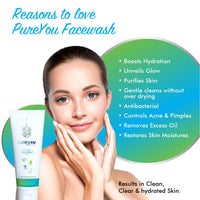 PureYou Face Wash with Tea Tree, Hyaluronic Acid & Niacinamide | Acne Control & Hydration (100ml)