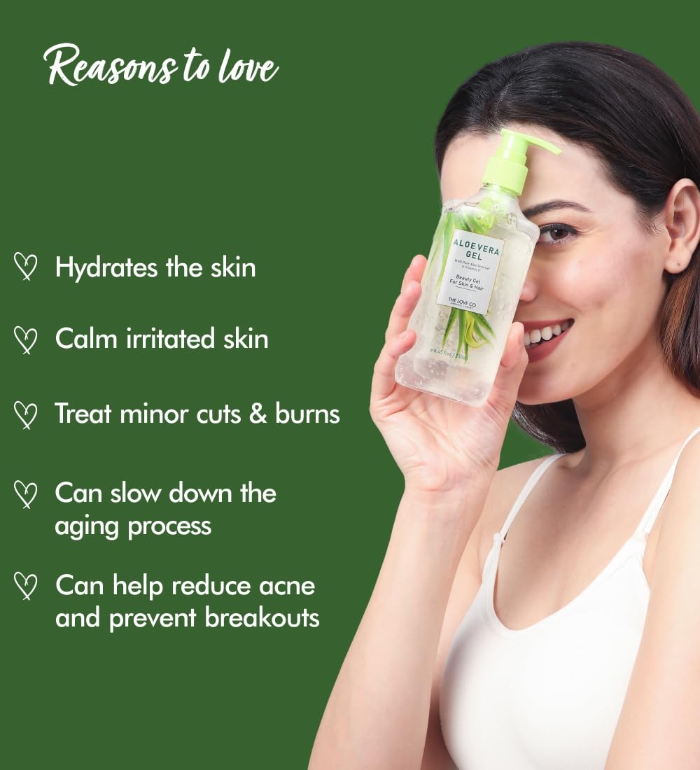 THE LOVE CO. Aloe Vera Gel - 250ml | Refreshing Hydration & Soothing Formula | Natural Moisturizer for Face and Body | Suitable for All Skin Types