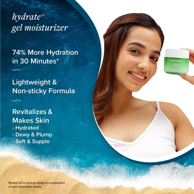 Aqualogica Hydrate+ Gel Moisturizer with Coconut Water & Hyaluronic Acid for Day & Night for Men & Women - For Normal, Dry & Combination Skin -100g