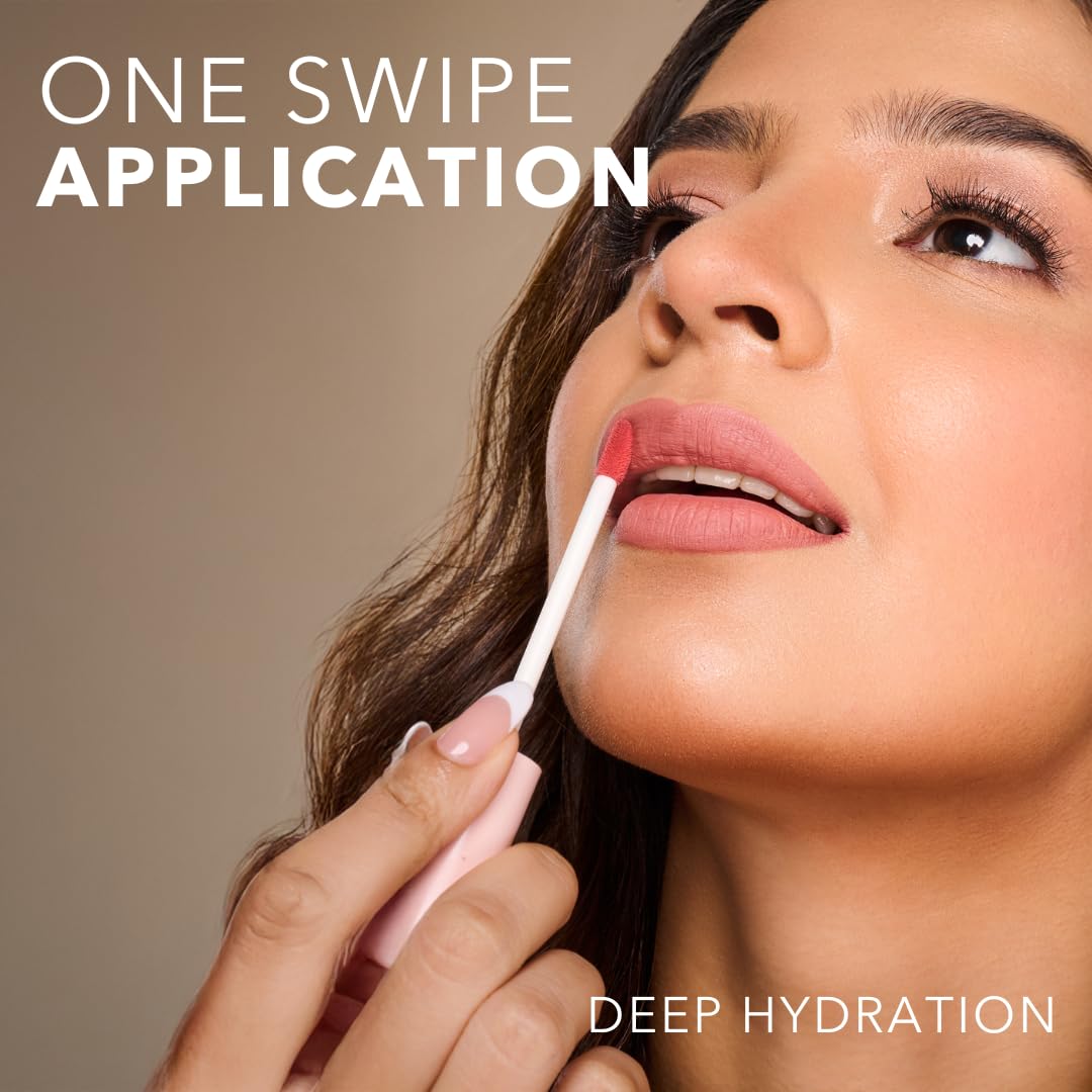 SIMPLYNAM Satin Soft Lip Crème – Perfect Nude | 1 Swipe Full Coverage | Hydrating, Creamy Matte Finish | 16 Hour Stay | Transfer-Proof & Smudge-Proof | Infused with Peptides & Squalane | Vegan