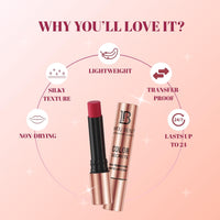 Lakyou Beauty Color Secrets | Non-Transfer Matte Lipstick | Bold Red | Long Lasting Wear | 4g | (B09(Bright Red))