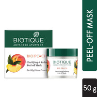 Biotique Bio Milk Protein Whitening & Rejuvenating Face Pack For All Skin Types, 50G & Biotique Bio Peach Clarifying and Refining Peel Off Mask for Oily and Acne Prone Skin, 50g
