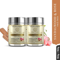 Khadi Natural Sandal and Rose Herbal Face Pack | Controls Excess Oil | Face Pack for Acne | Herbal Face Pack for Glowing Skin | Suitable for All Skin Types|Pack of 2 | (50 * 2) (100 gm)