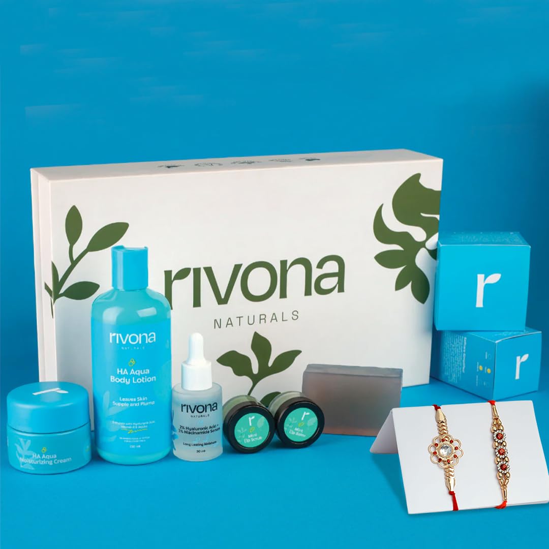 Rivona Naturals Blue and Dew Gift Set | Skincare Gift set of 6 | Created Especially for Birthdays, Anniversaries & All Special Occasions | For Men & Women