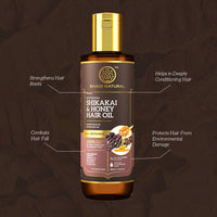 Khadi Natural Shikakai and Honey Hair Oil: Nourishing Elixir for Scalp Health and Silky Smooth Hair- POWERED BOTANICS, 200ml