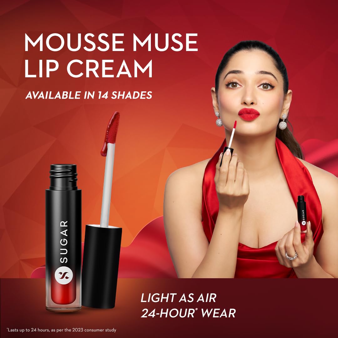 SUGAR Cosmetics Mousse Muse Lip Cream | Lasts 24+ Hrs | Creamy Mousse Lipstick | Waterproof & Smudgeproof | 5ml - 08 Spring Flower