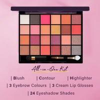 Hilary Rhoda The Collective Face Palette | 3 Cream Lip glosses | 3 Eyebrow Colours | Highlighter | Contour & Blush | 24 Eyeshadow | Highly Pigmented Face Palette | Blends Easily | 55g (Multi-2)