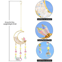 Opal Moon Crystal Suncacher - Sun Catchers Indoor Window Prism Crystal Moon Dream Catcher Wind Chimes Crystals and Healing Stones Rainbow Maker Garden Tree Decorations Outdoor Moon Opal Crystal