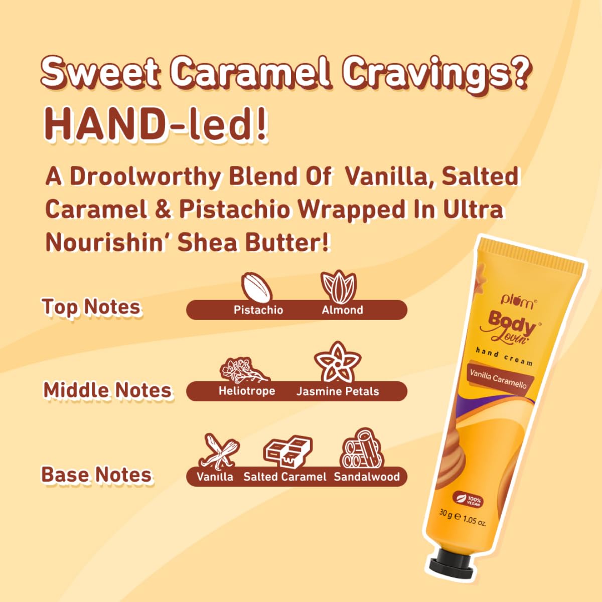 Plum BodyLovin' Vanilla Caramello Hand Cream | Ultra Moisturizing With Shea Butter | Non-Greasy & Lightweight | Warm Vanilla & Delicious Caramel Fragrance | Travel Friendly