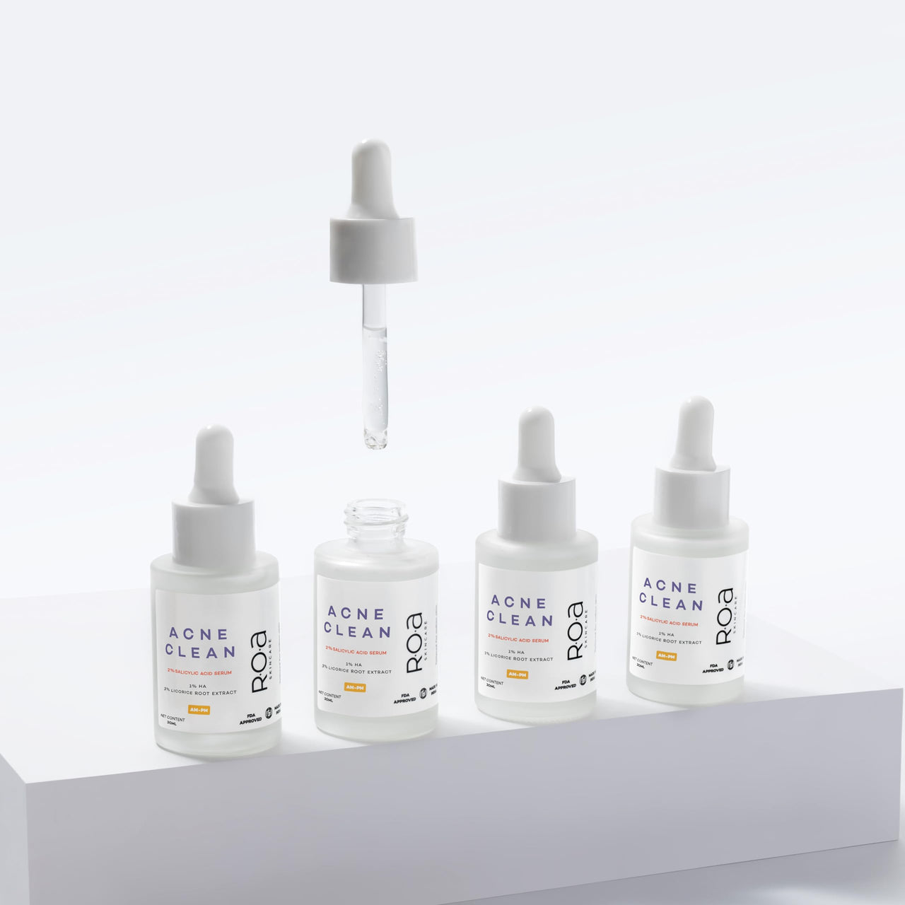 R.O.A Skincare Acne Clean | 2% Salicyclic Acid, 3% Licorice Root Extract, 1% Ha Serum for face acne, blackheads and open pores | Improves skin texture for Acne Prone skin | Men & Women | 30Ml