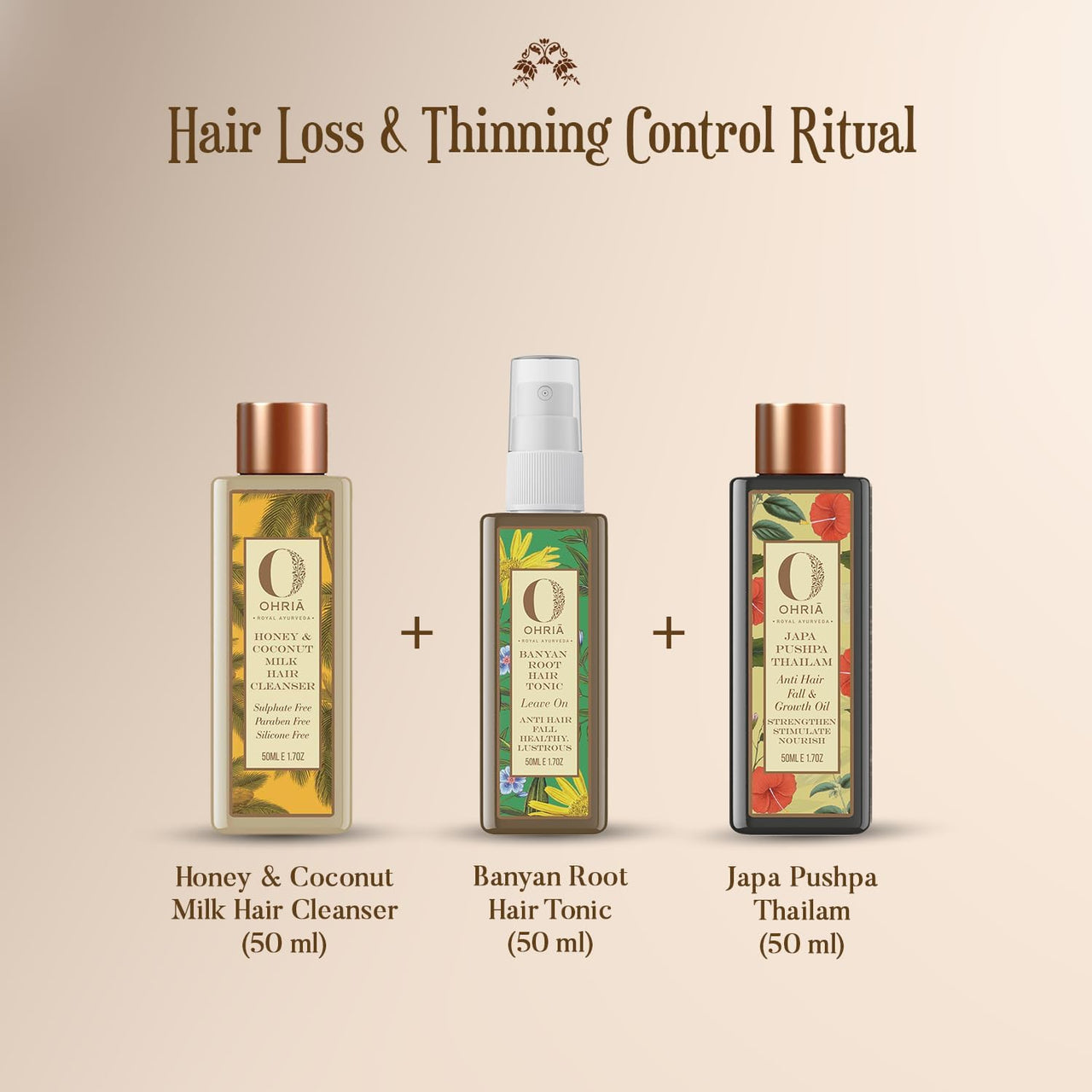 Ohria Ayurveda Japa Pushpa Thailam Hair Oil | Ayurvedic Herbal Blend with Neelibringadi Oil | Supports Hair Strength and Nourishment | For All Hair Types – 50ml