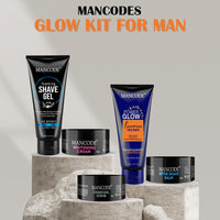 Mancode Grooming Gift Set - The Ultimate Glow Kit for Men | Complete Grooming Kit | Hydrates & Revitalizes Skin (Shave Gel,Face Wash,After Shave Balm,Whitening Cream,Scrub) Stylish Gift Box Pack of 5