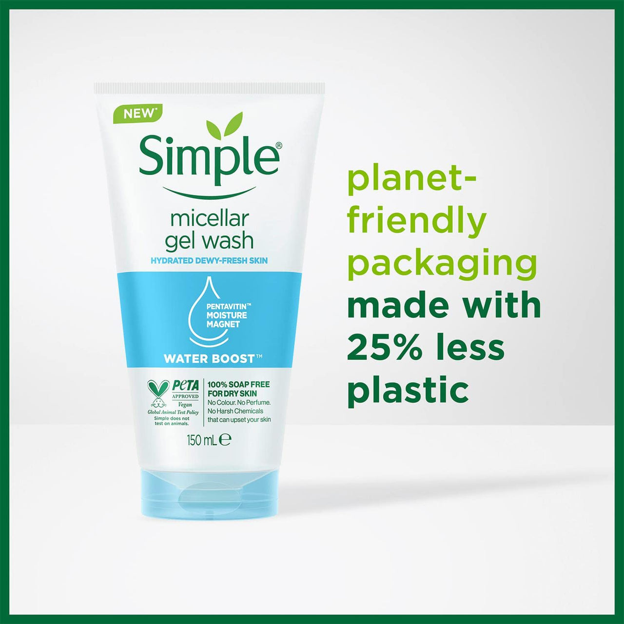 Simple Water Boost Micellar Facial Gel Wash, 150 ml/5.07 oz (pack of 1)