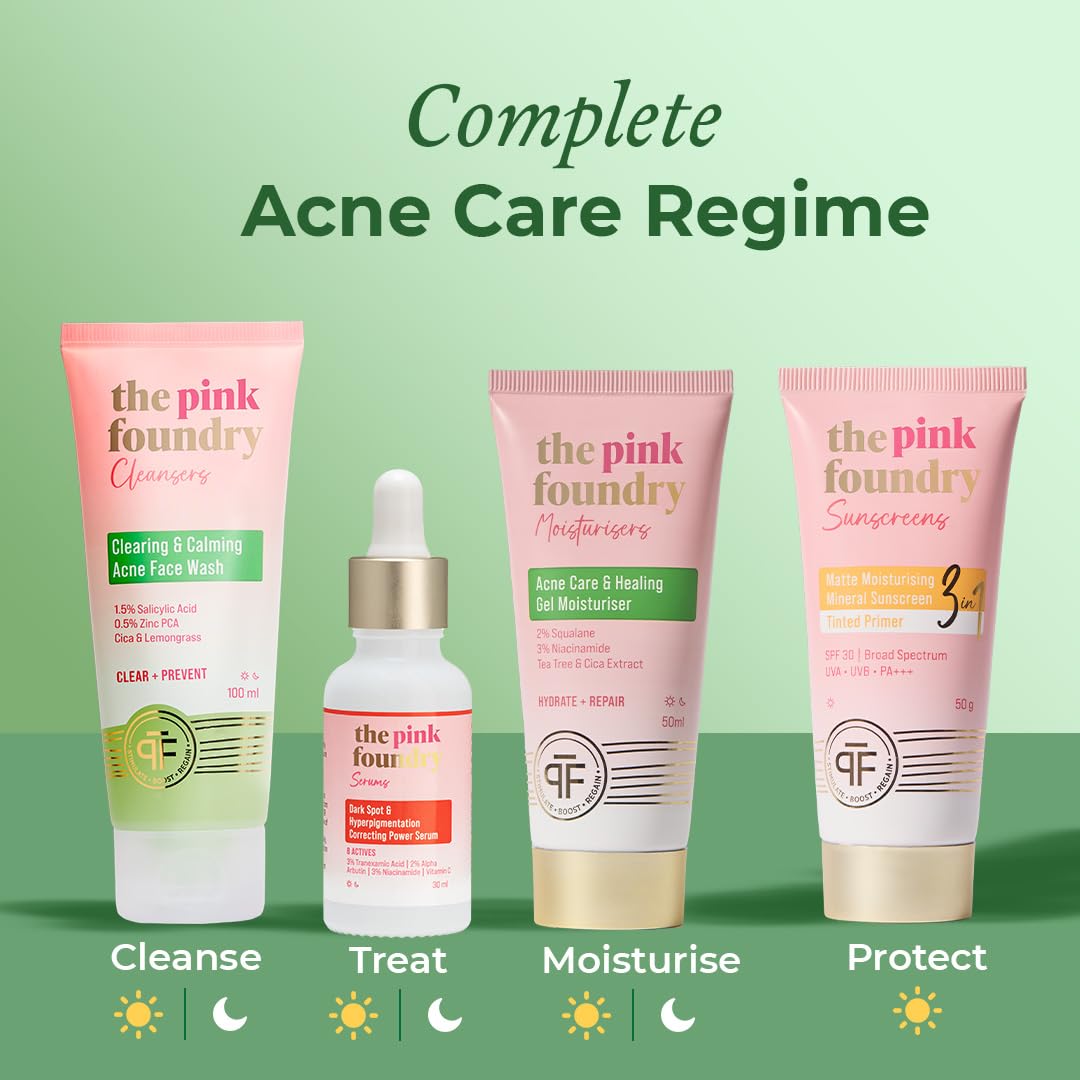 The Pink Foundry Acne Moisturiser I Treats & Prevents Breakout, Soothes Redness & Irritation I Gel Moisturiser for Normal, Sensitive, Oily, Combination Skin 50ml