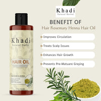 Khadi Natural Herbal Rosemary And Henna Hair Oil | Enriched With Amla & Bhringraj Extract Strengthen & Nourished Hair | Improve Circulation & Treat Scalp Issues | Pure & Natural Paraben & Mineral Oil Free Rosemary Oil 100ml