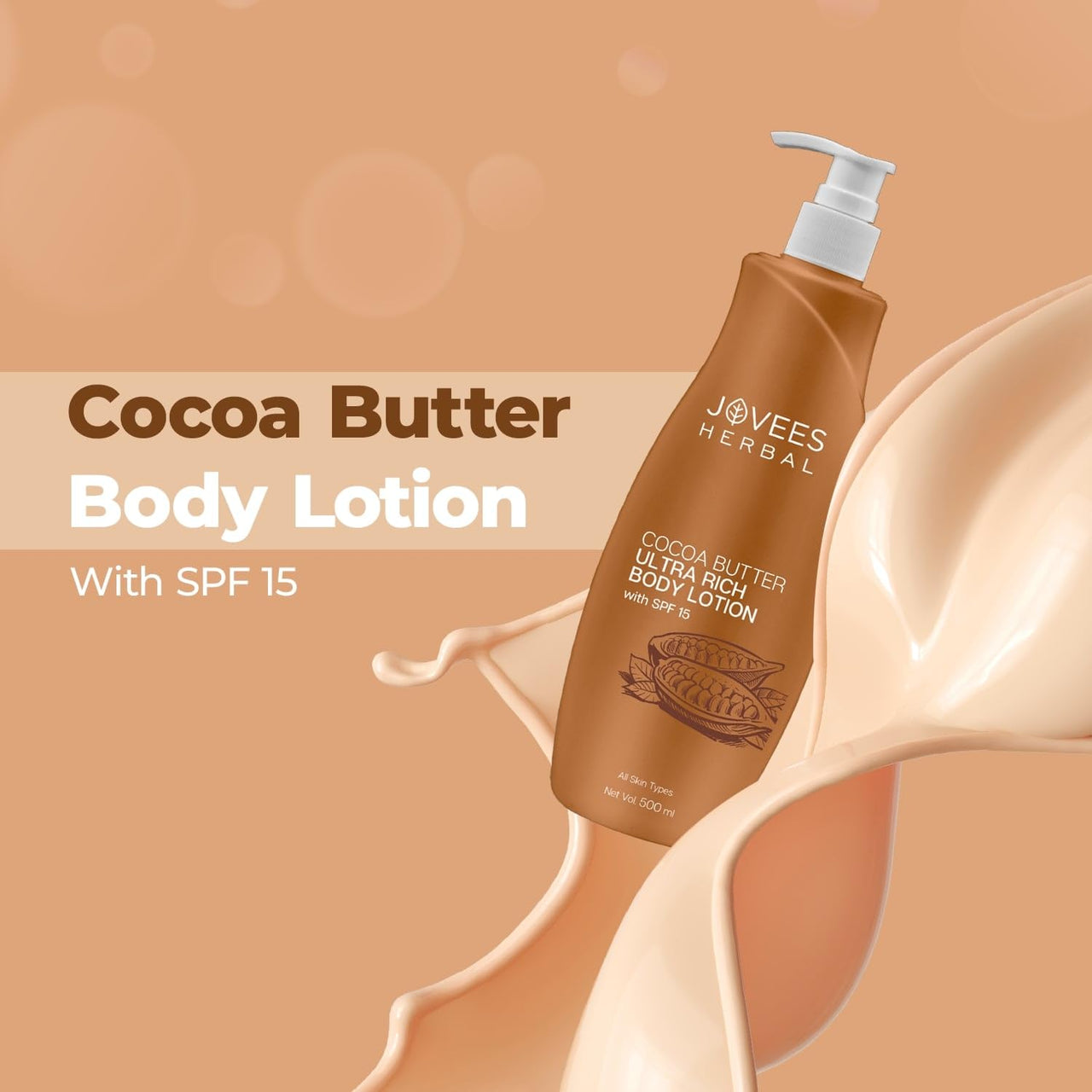 Jovees Herbal Cocoa Butter Hand & Body Lotion For Hydrates & Moisturise For All Skin Types 500ml