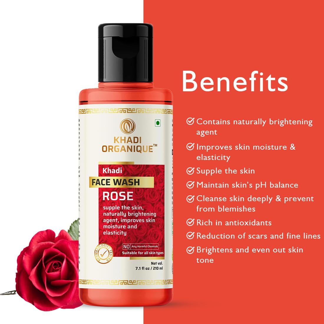 Khadi Organique Rose Natural Face Wash Pack Of 3