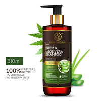 Khadi Natural Neem & Aloevera Shampoo | Shampoo for Hair Growth | Paraben & Artificial fragrance free | Suitable for All Hair Types | Powered Botanics | 310 ml