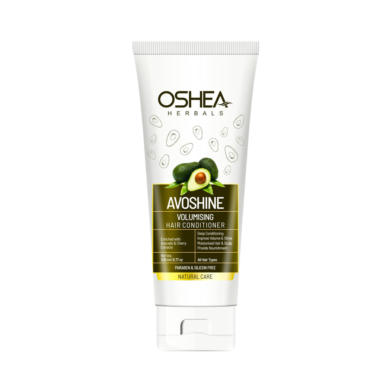 Oshea Herbals Avoshine Volumizing Hair Conditioner for Men & Women | Deep Conditioning for Smoothness, Shine & Frizz Control | Enriched with Avocado & Cherry Extract | Paraben & Silicone Free - 200ml