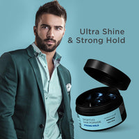 The Man Company Sportivo Stronghold Hair Styling Pomade Wax for Men | Stylish Glossy Finish Hair Volumizer | Non Sticky - 100gm