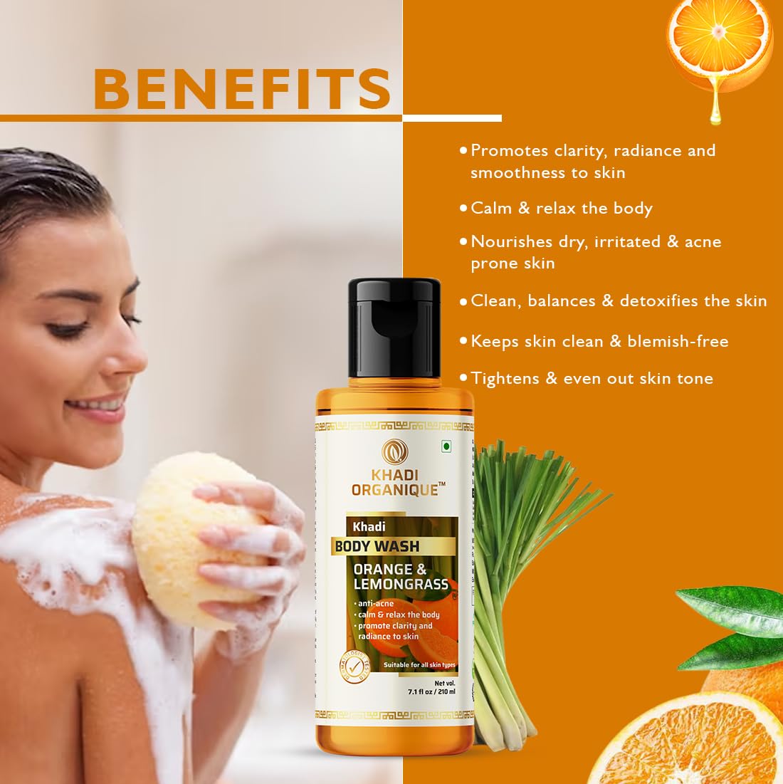 Khadi Organique Orange & Lemongrass Body Wash 210 ML