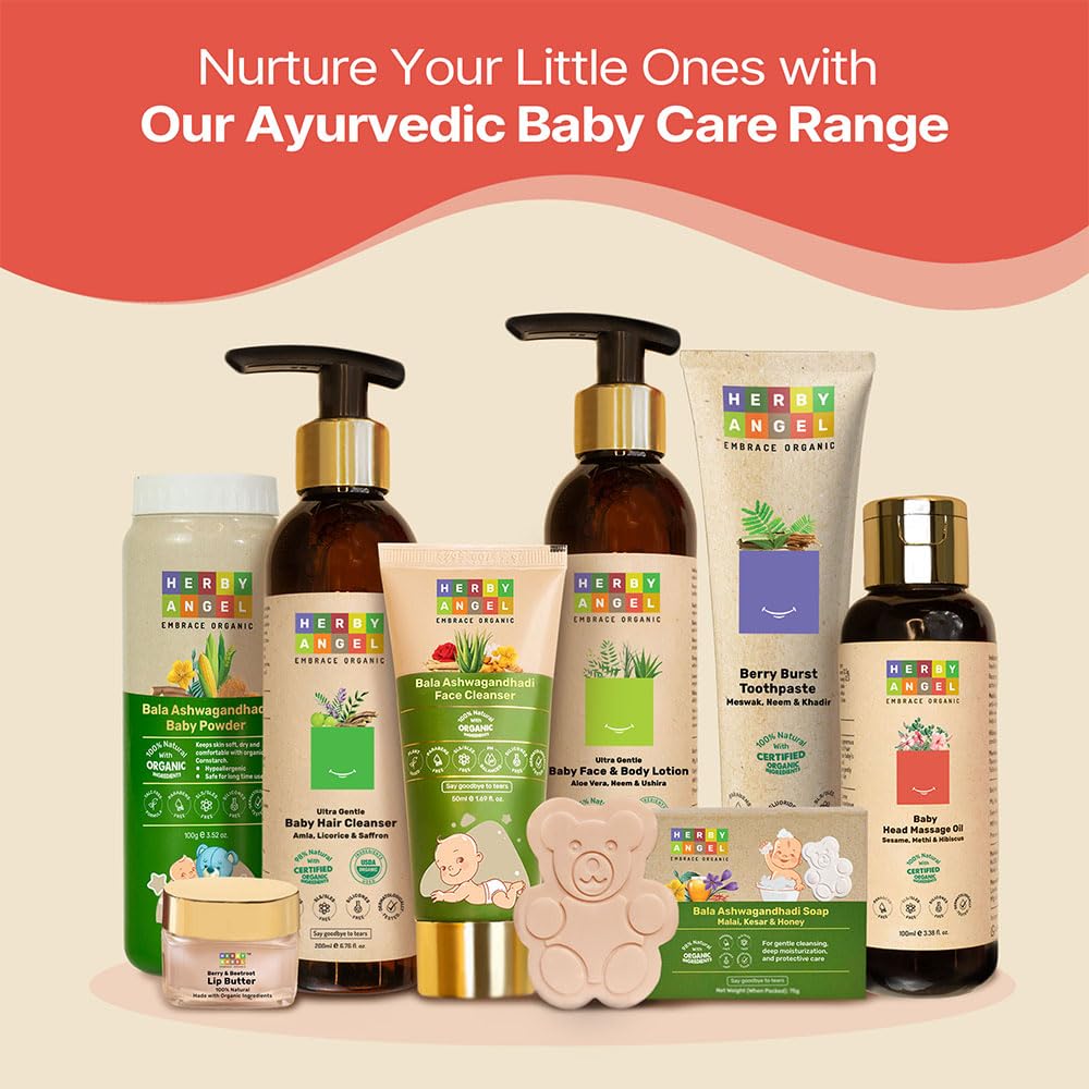 Herby Angel Head Massage Oil for Babies and Kids, Nourishes Scalp and Hair Texture, Hair Oil with Amla and Methi, Soothes Cradle Cap, Dermatalogically tested, Gentle Baby Hair Oil, 100ml