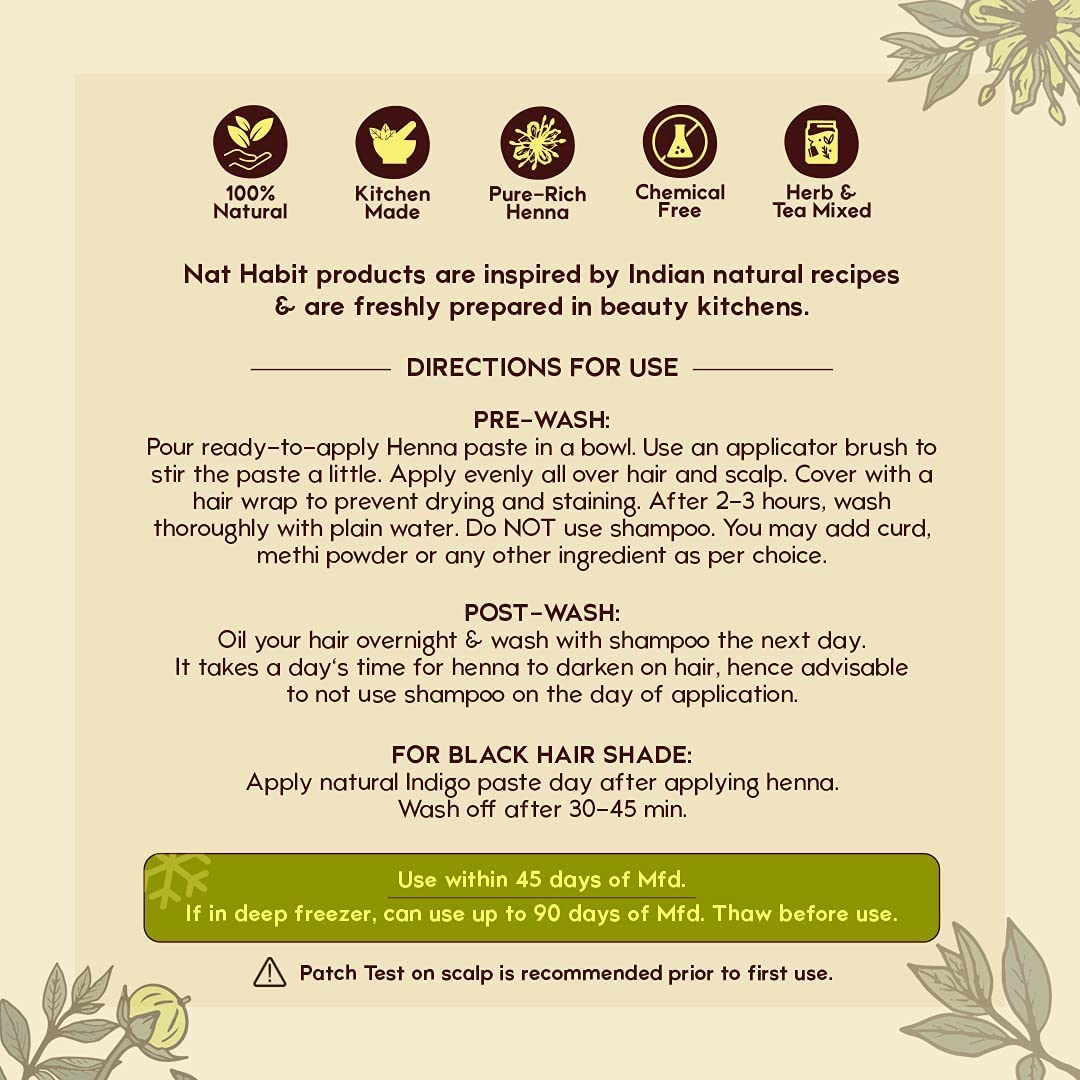 Nat Habit Five Oil Hibiscus NutriMask-Hair Mask For all Hair & Scalp Types (Pack of 2 x 40 gm) and Nat Habit Henna Paste, 100% Natural Rajasthani Henna - (Pack of 4 x 220g)