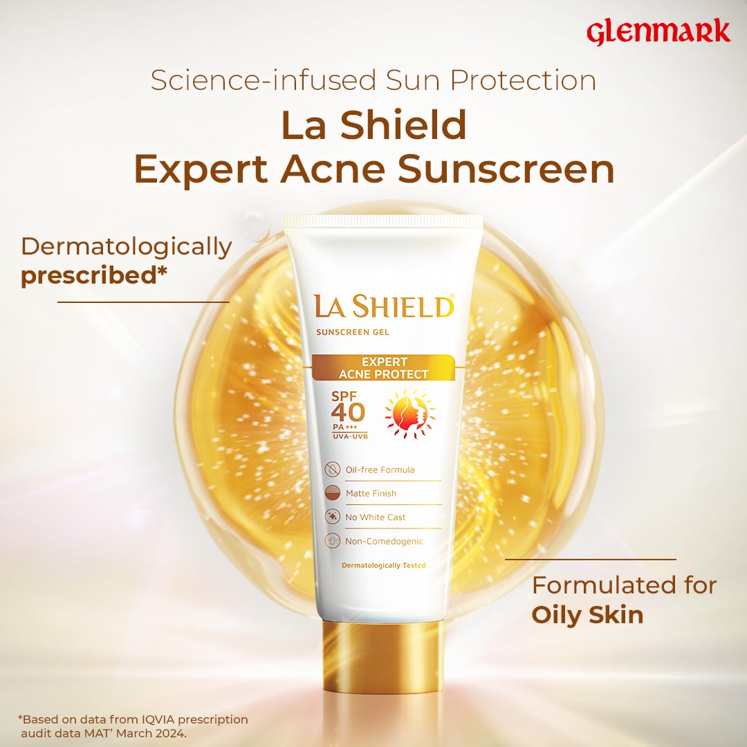 La Shield SPF 40 PA+++ Mineral Sunscreen Gel | Superior Matte Finish | Oil-free | Lightweight | No white cast | For Acne Prone, Oily or sensitive skin |Dermatologist Prescribed | 50g