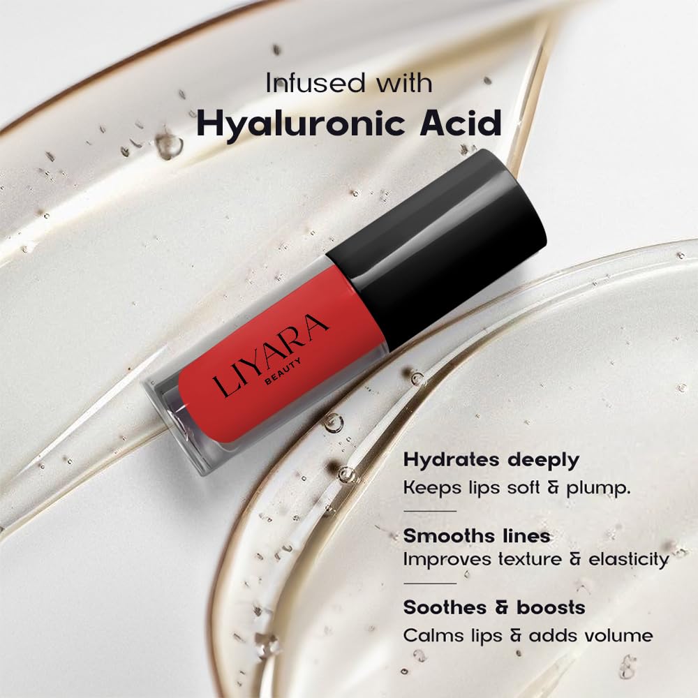 Liyara Beauty Cherry Flaunt Non-sticky Long Lasting & Hydrating Lip Gloss With Hyaluronic acid |High Shine Glossy Finish Lipgloss For Women, Girls |8ml