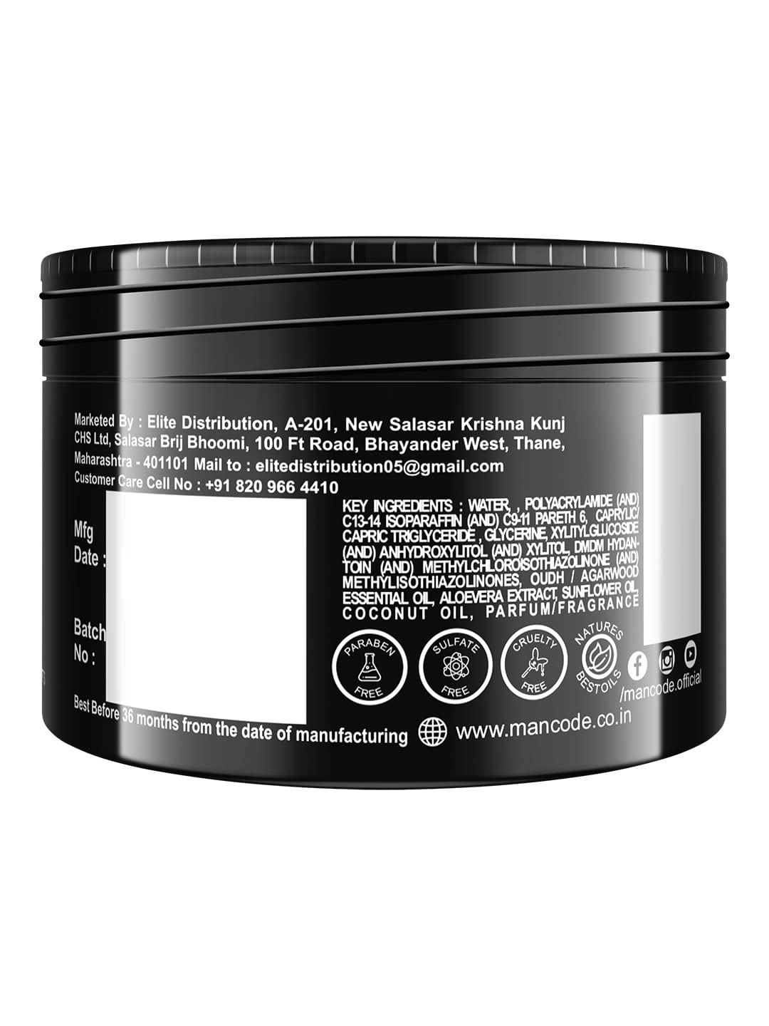 Mancode Oudh Body Yogurt Body Cream - 100gm for Men | Dry Dull Rough Skin Quick Absorbing | Instant Moisturization | Knees, Elbows, Neck, Underarms, Back, Ankles, Knuckles| Gentle Exfoliant