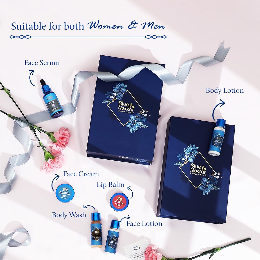 Blue Nectar Face Pampering Gift Box with Vitamin C Face Serum and Brightening Cream (2 Product, Sulphate & Paraben Free)