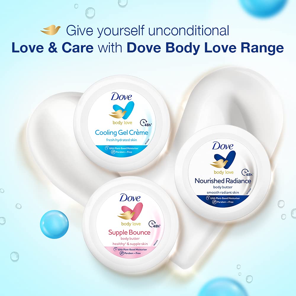 Dove Cooling Gel Crème (Cream), 48 Hrs Long Lasting Hydration, Lightweight, Oil Free Moisturizer For Smooth Skin, Paraben Free, 245 g