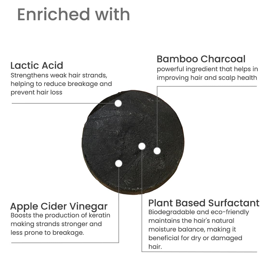 Earth Rhythm Charcoal Shampoo Bar | Clarify scalp, Strengthen Roots, Revitalise Hair | Sulphate & Paraben Free, Plastic Free, Tin Packaging - 80g