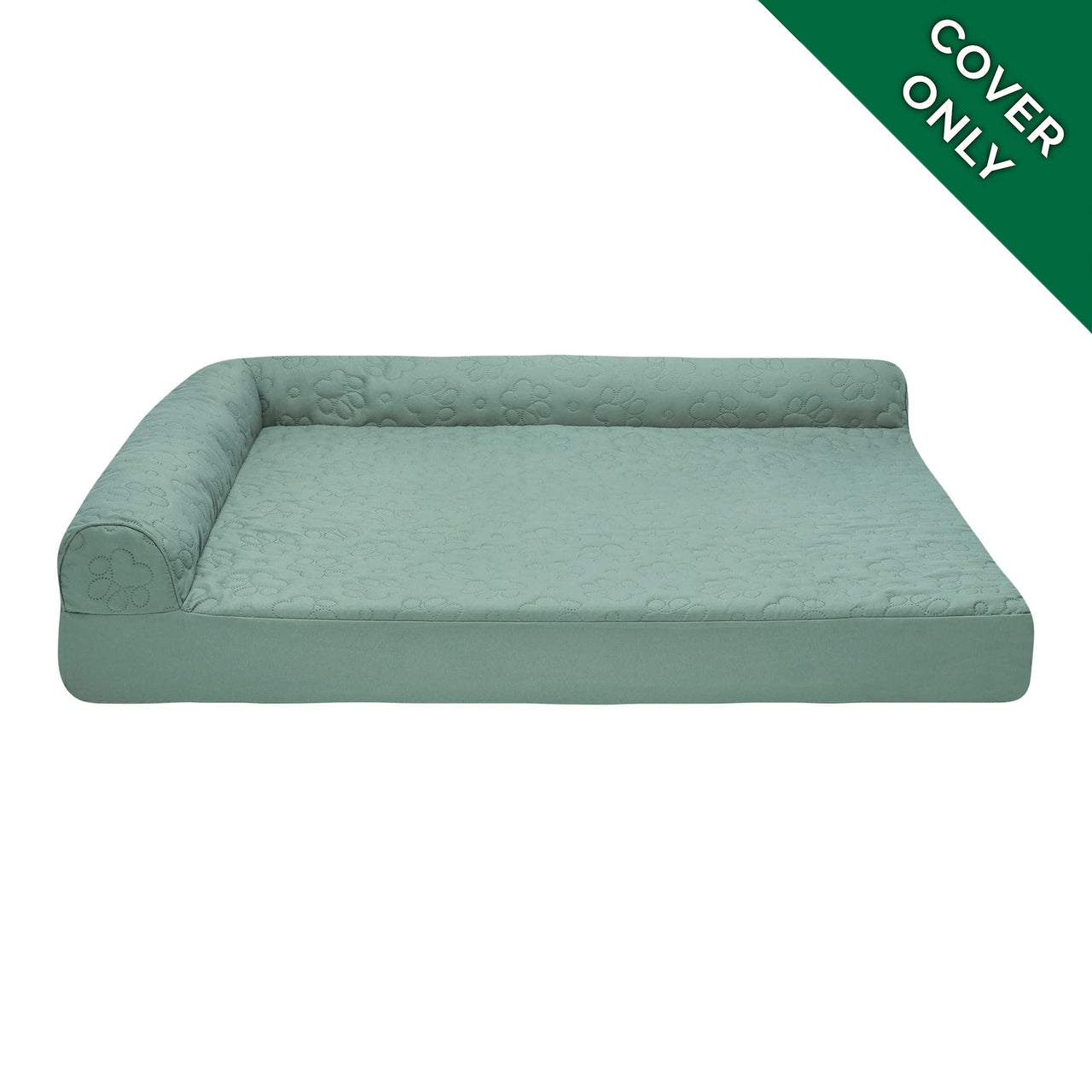 Furhaven Replacement Dog Bed Cover Pinsonic Quilted Paw L Shaped Chaise, Machine Washable - Iceberg Green, Jumbo (X-Large) Cover Only 40.0"L x 32.0"W x 0.3"Th (Quilted Paw) Iceberg Green