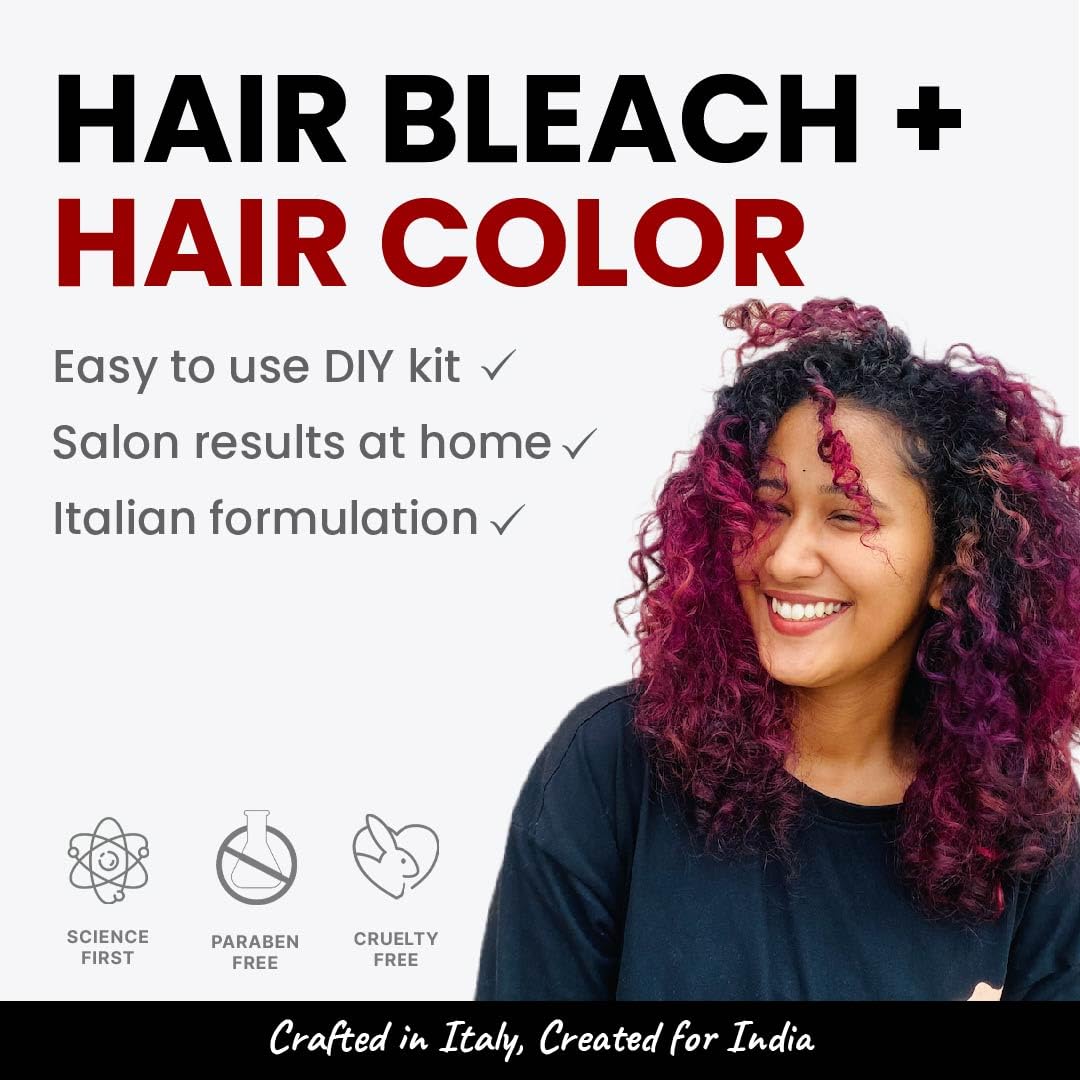2.Oh! Italian- Sangria Pink Hair Color DIY Kit | Semi Permanent Hair Color + Hair Bleach for Hair Color | Hair Highlights for Women & Men | Hair Bleach with Plex & Argan oil| Lightening Kit