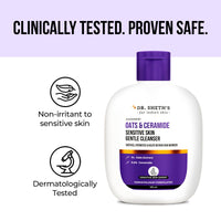 Dr. Sheth's Oats & Ceramide Sensitive Skin Gentle Cleanser | For Delicate Irritated Skin | pH Balanced, Daily Use Non-Drying Cleanser To Hydrate, Soothe & Restores Skin Barrier | Cleans Dirt, Oil & Make-Up | Free of Sulphates, Paraben, Dye & Fragrance | F