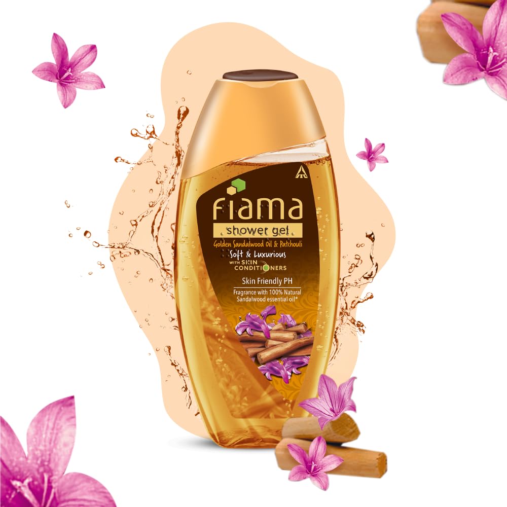 Fiama Body Wash Shower Gel Golden Sandalwood Oil and Patchouli, 250ml, Body Wash for Women & Men with Skin Conditioners for Soft and Luxurious Skin, Suitable for All Skin Types