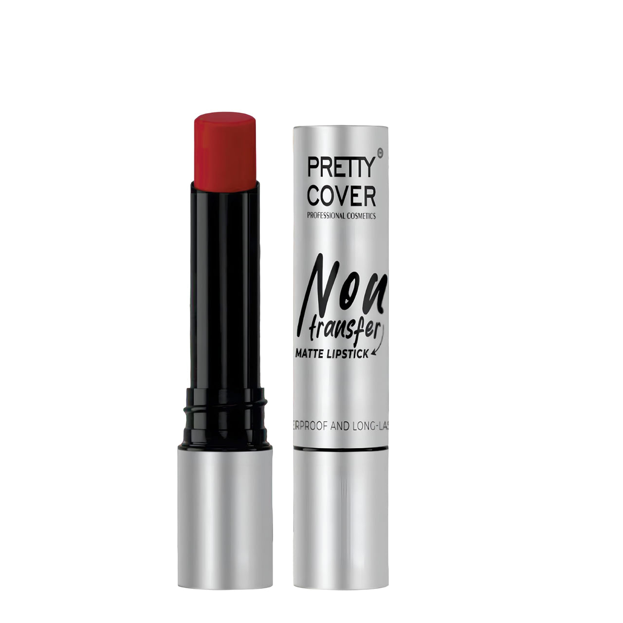 PRETTY COVER Non-Transfer Matte Lipstick | Long-Lasting, Smudge-Proof & Waterproof | Intense Color Payoff with Lightweight Formula for All-Day Wear (CORAL RED)