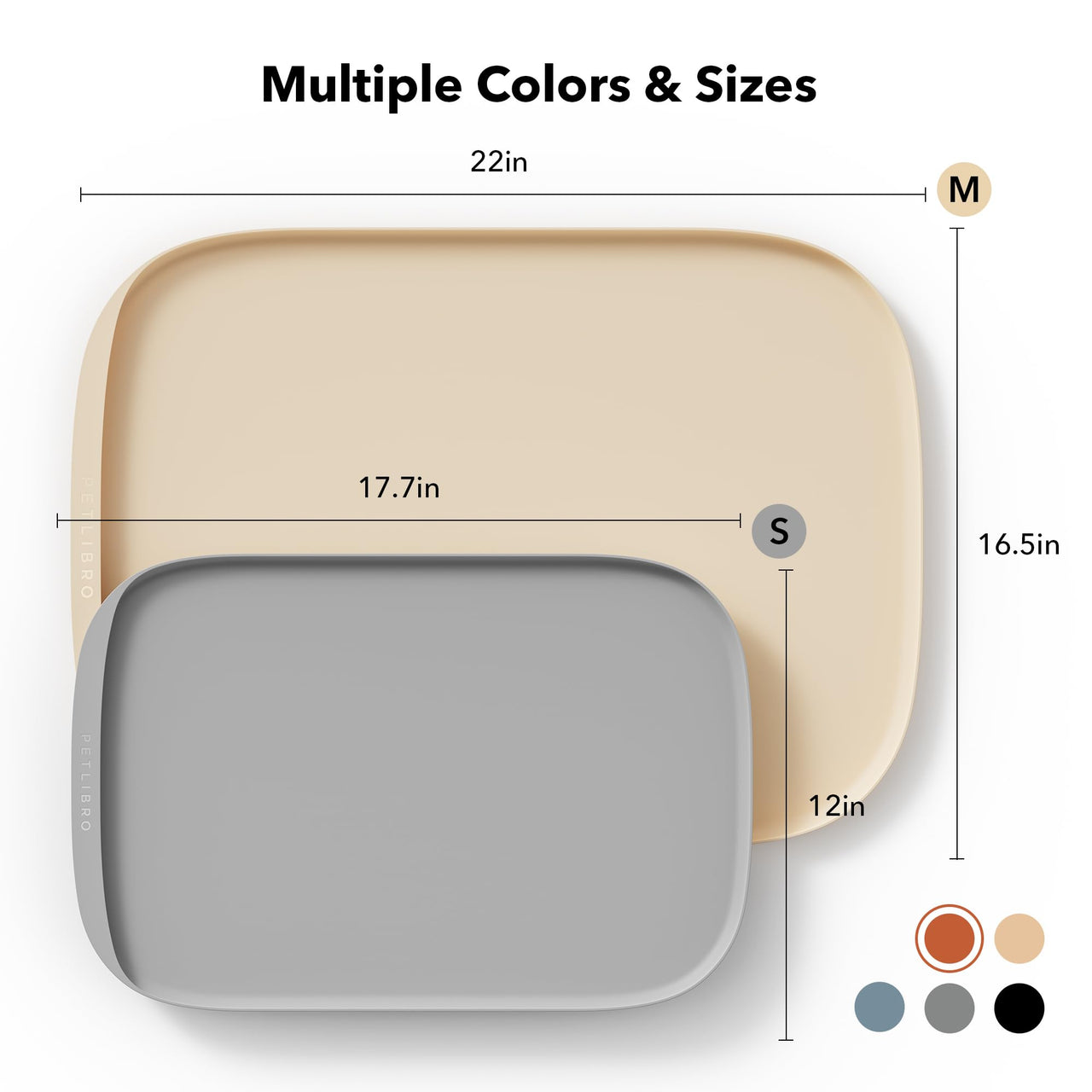 Dog Food Mat, Safety Silicone Cat Food Mat for Feeder & Fountain, Waterproof Dog Bowl Mats, Raised Edge Spill Protection Floor, Cove Feeding Mat for Pet (Coral, 22'' x 16.5'') 22'' x 16.5'' Coral