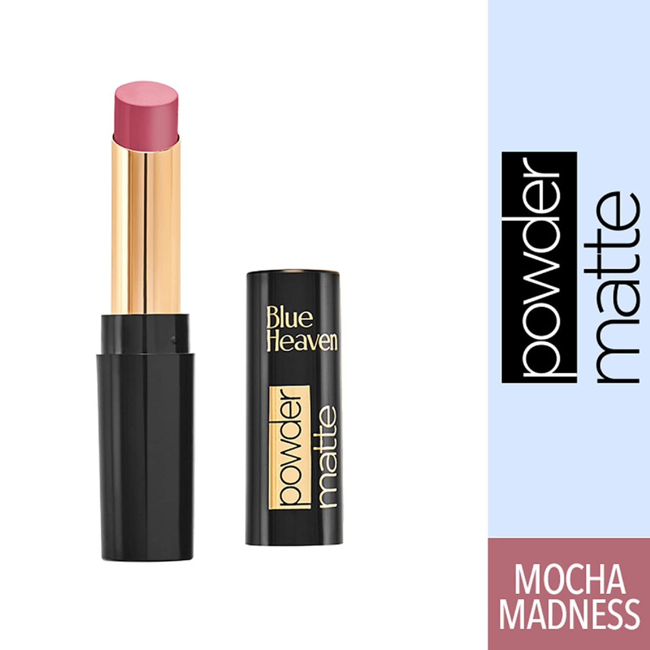 Blue Heaven Intense Duo Kajal + Eyeliner, Black(0.55ml+0.30gm) & Blue Heaven Powder Matte Lipstick Mocha Madness