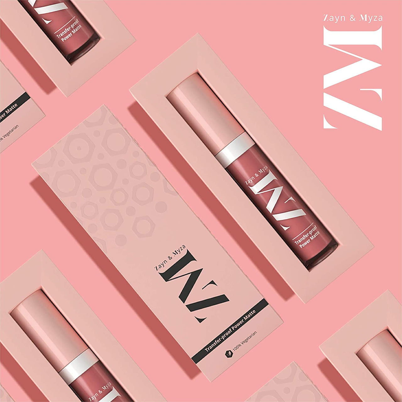 ZM Zayn & Myza Transfer-Proof Power Matte Finish Lip Colour I Smudge Proof & Water Resistant I Light Weight & Extremely Smooth Formula I Vegan - Rose Pink, 6 ml