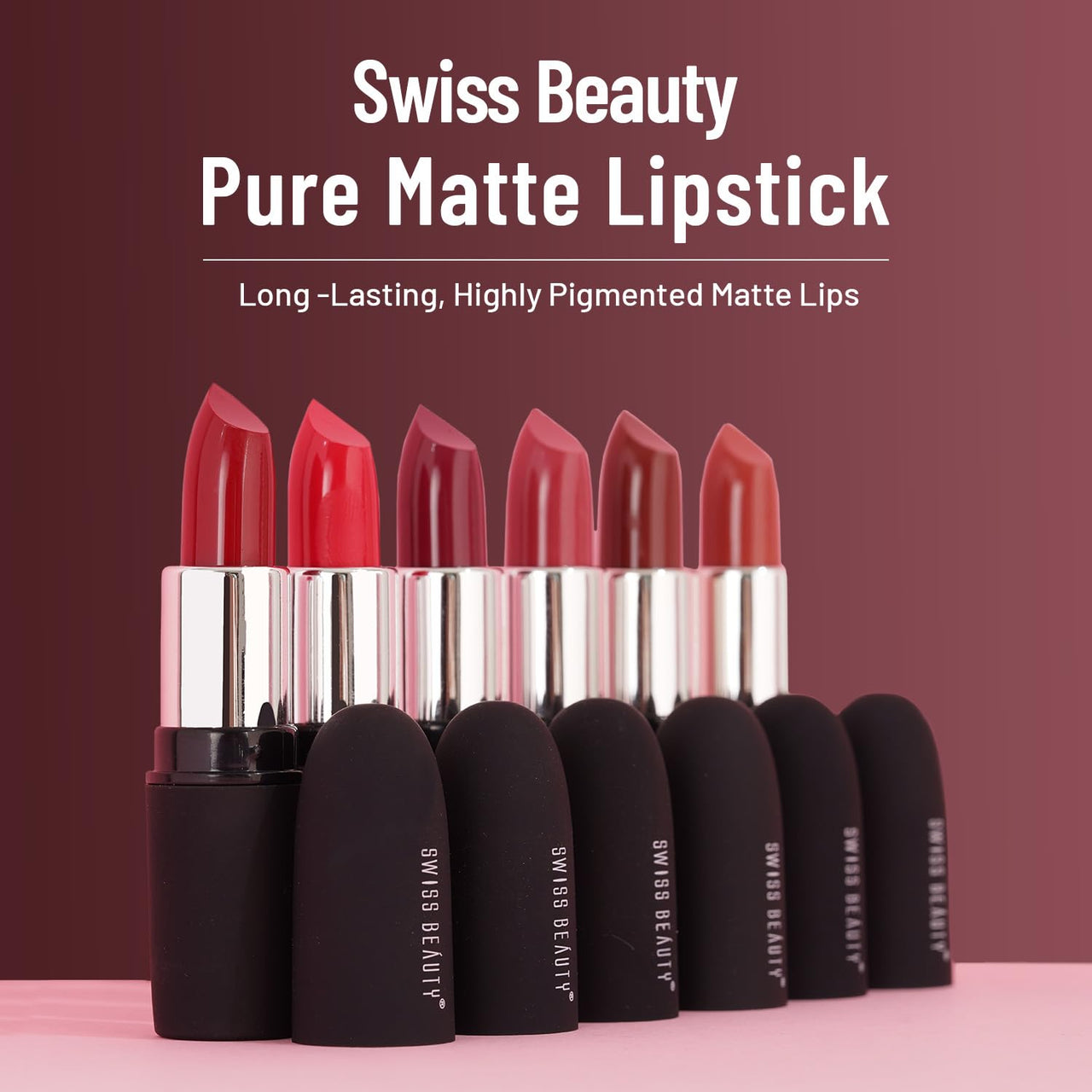 Swiss Beauty Pure Matte Creamy Lipstick | Non-drying, Highly pigmented Lipstick | Shade- Murphy Brown, 3.8gm|