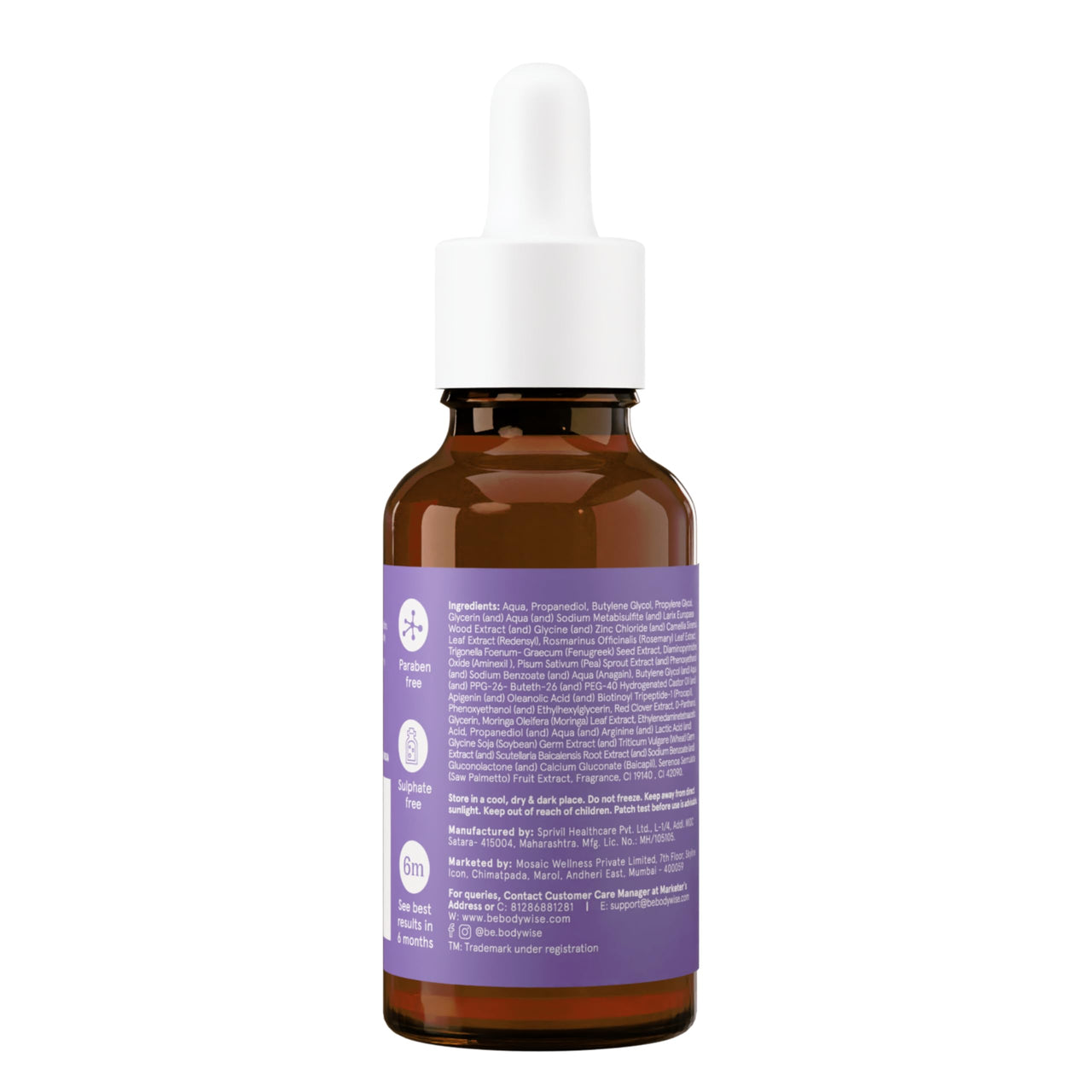 Be Bodywise 3% Rosemary Hair Serum | With 3% Redensyl, 2% Aminexil, & 2% Anagain | For Thicker & Stronger Hair | Prevents Hair Fall & Stimulates Hair Follicles | For All Hair Types | 30ml
