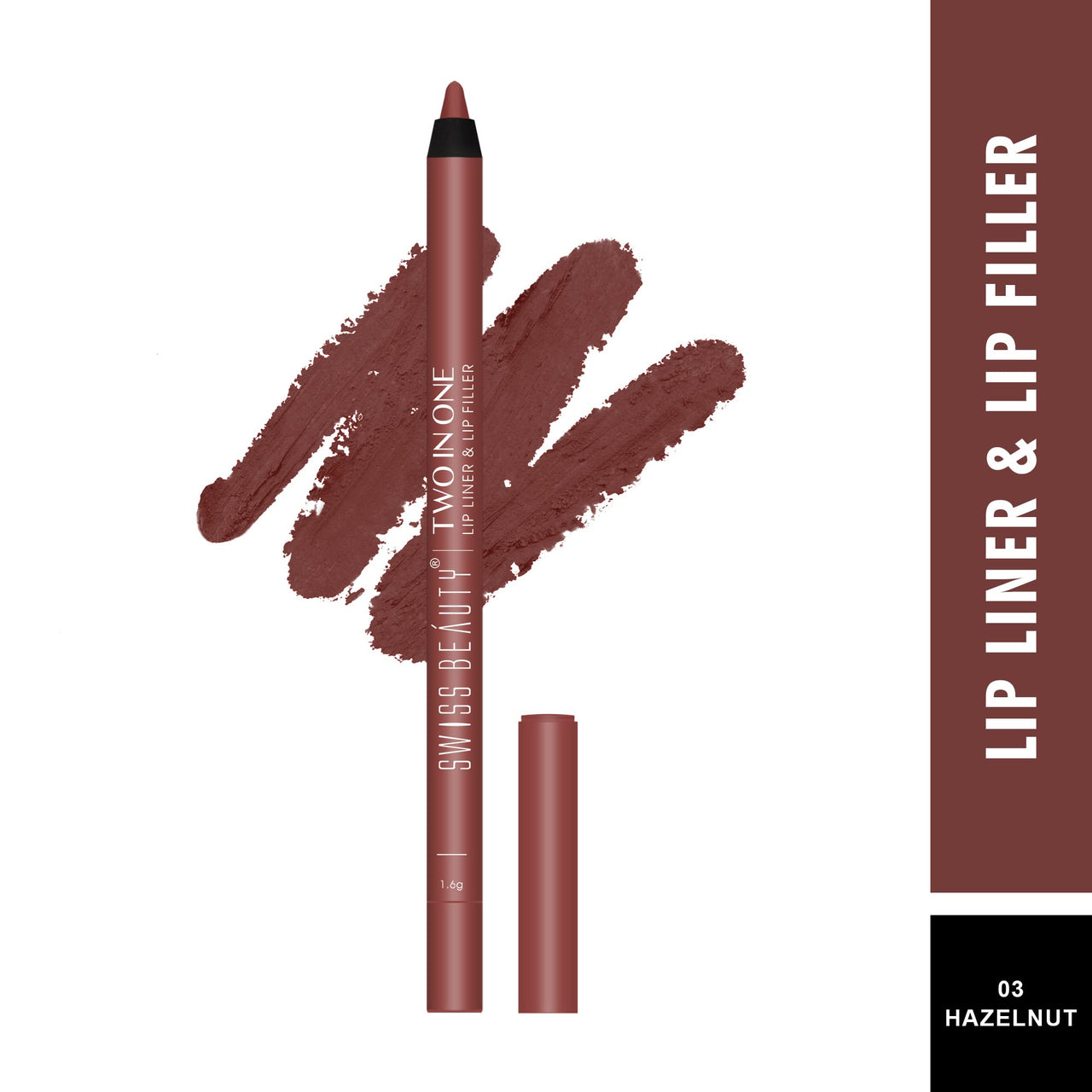 Swiss Beauty 2-In-1 Creamy Matte Lip Liner + Lip Filler | Smudgeproof and waterproof | Shade- Hazelnut, 1.6g