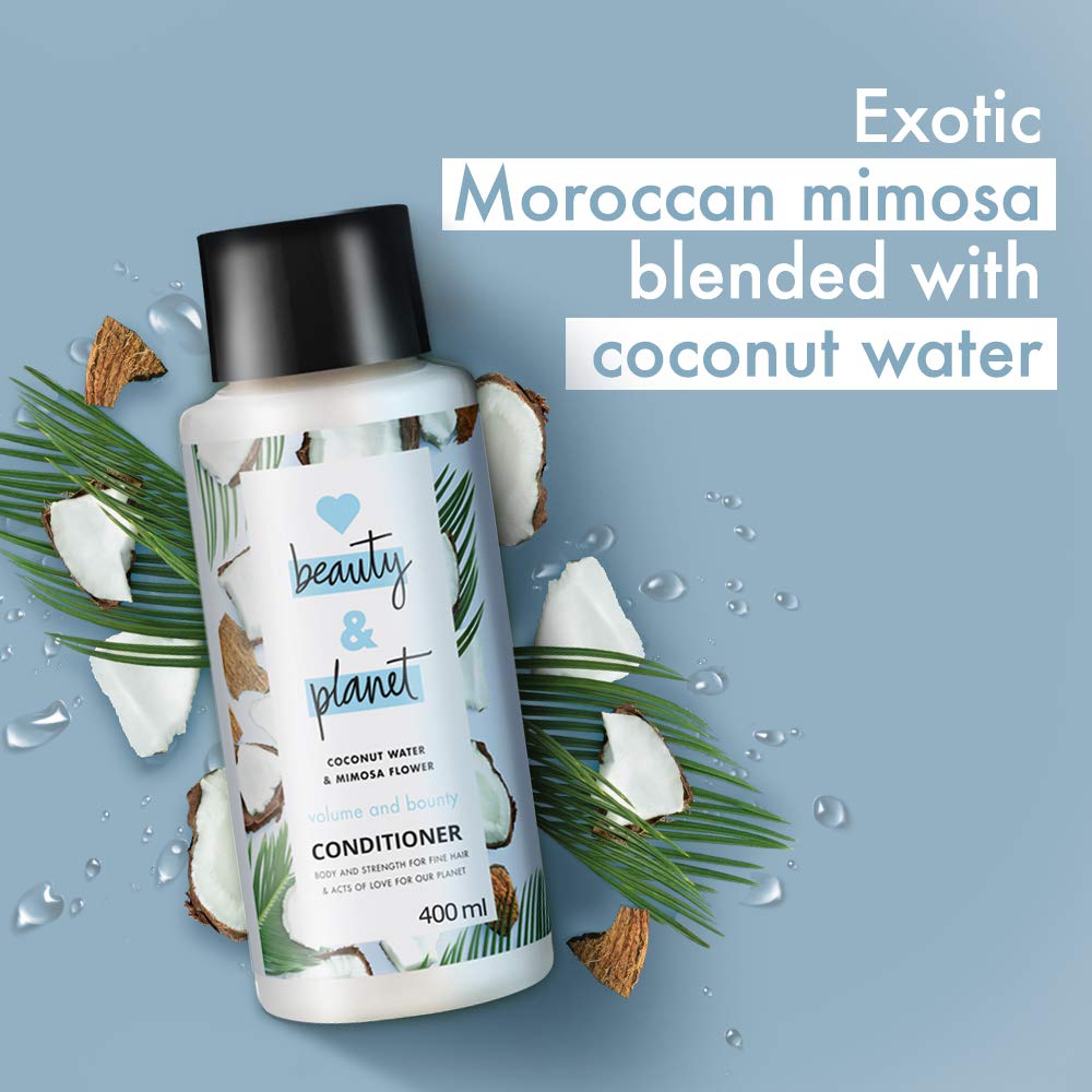 Love Beauty & Planet Smooth and Serene Shampoo with Argan Oil and Lavender Aroma, 400 ml & Love Beauty & Planet Volume and Bounty Conditioner with Coconut Water and Mimosa Flower Aroma, 400 m