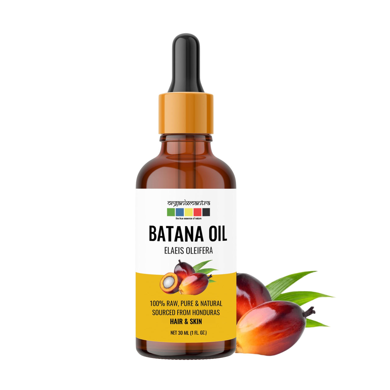 Organix Mantra Batana Oil for Hair & Skin | 100% Pure, Unrefined, Cold Pressed Oil from Honduras | Promotes Hair Growth, Nourishes Scalp & Skin | Natural Moisturizer – 30ML