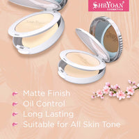 Shryoan 2 in 1 Oil Control Compact Powder| Hides Imperfections, Blends Effectively, Matte Finish With Soft & Silky texture and Pressed Powder for All Skin Types (23g) Shade 01